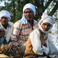 These laborers were sitting on crushed sand stone that was being transported by truck. The photograph was taken while the study tour group’s bus was stuck in a traffic jam outside Fatehpur Sikri, Emperor Akbar’s deserted capital.