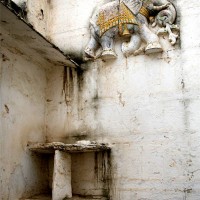 Wall decoration near temple entrance in Nimaaj, Rajasthan.